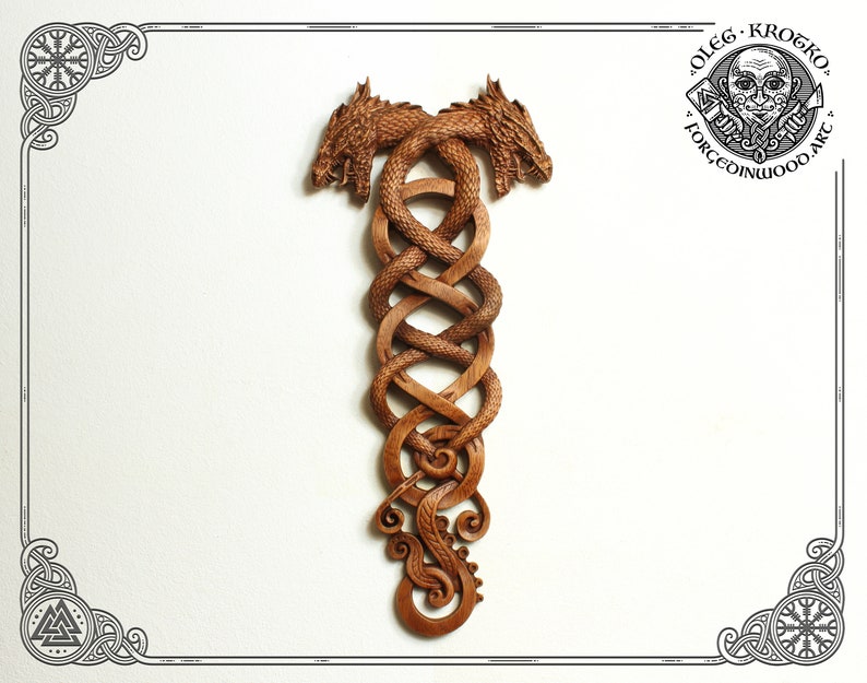 Norse Dragons Fantastic Animal Custom Wood Carving Wall Art Etsy Canada