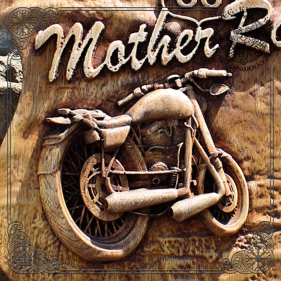 Route 66 Motorcycle Wood Carving, American Old School Wall Art - Etsy