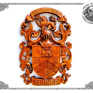Example of Family Heraldic Symbols Coat Arms Custom Artwork Middle Ages Art Heraldry Crest Decor Hanging Wood Carving Picture Wall Decor