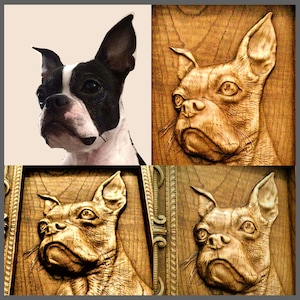 Realistic Custom Animal Portrait Dog Carving Wood Picture Wall Design Home Decor Personalize Fine Art Carving Sculpture Gift Wall Hanging