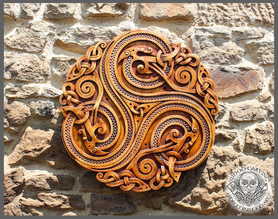 Wooden Dragon Trisquel Celtic Norse Symbol Wall Hanging Viking - Viking Wall Art Plaque Wooden Dragon Trisquel Celtic Norse Symbol Wall Hanging Viking - Viking Wall Art Plaque