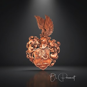 Custom Wood Carved Coat of Arms, Family Heraldic Art