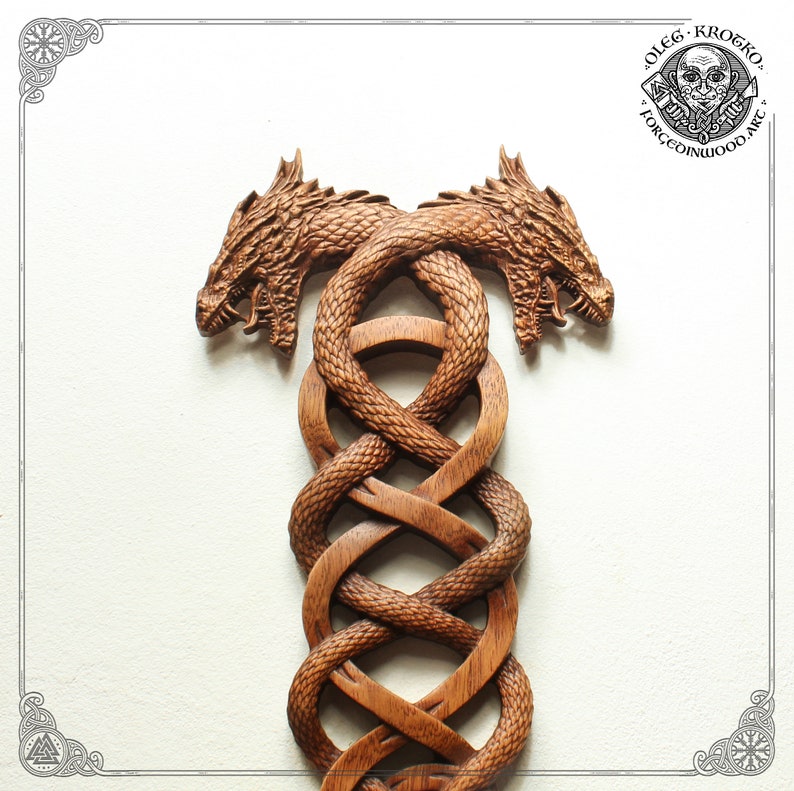 Norse Dragons Fantastic Animal Custom Wood Carving Wall Art Etsy