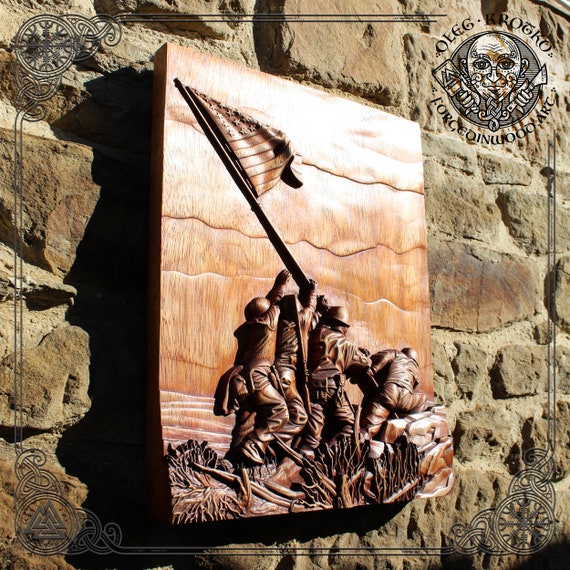 Iwo Jima Wood Carving, Marine Hero Flag, Patriotic Wall Decor - Etsy