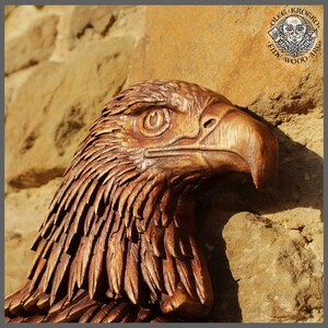 Eagle Wild Life Wood Carving Wall Art Bird Animal Custom Norse Rustic ...