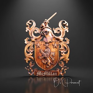 Example of Family Heraldic Symbols Coat Arms Custom Artwork Middle Ages Art Heraldry Crest Decor Hanging Wood Carving Picture Wall Decor