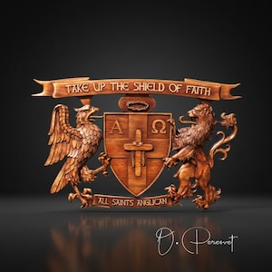 Custom Wood Carved Coat of Arms, Family Heraldry, Crest Decor