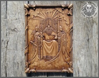 Odin Valkiria Valhalla Vikings Home Decor Art Norse Wood Picture Pagan Gods Carving Heathen Asatru Celtic Norse Rune Wall Hanging Knotwork