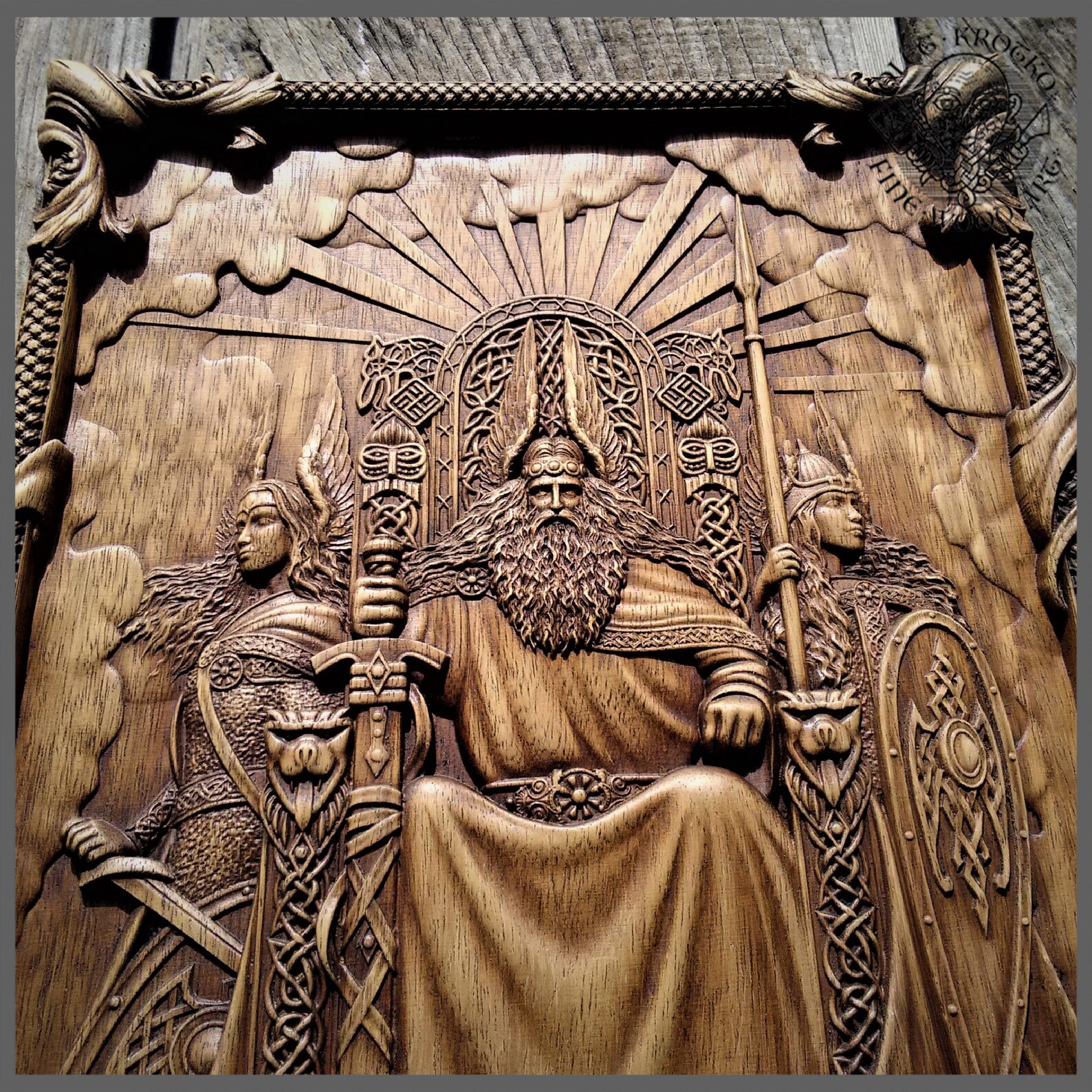 Odin Valkiria Valhalla Vikings Home Decor Art Norse Wood Etsy