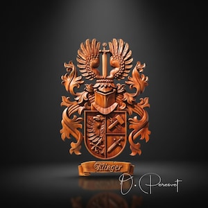 Custom Wood Carved Family Coat of Arms, Heraldic Wall Decor (68x43 inches)
