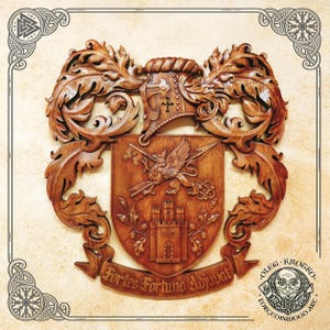 Example of Luxury Coat Arms, Family Heraldic Symbols, Custom Wood Artwork, Heraldry Art Crest Decor, Hanging Wood Carving Picture Wall Decor