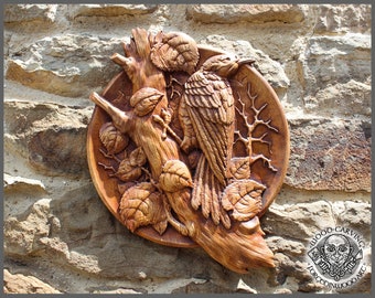 アカハラキツツキ - 手彫りの木製の鳥 - Etsy 日本