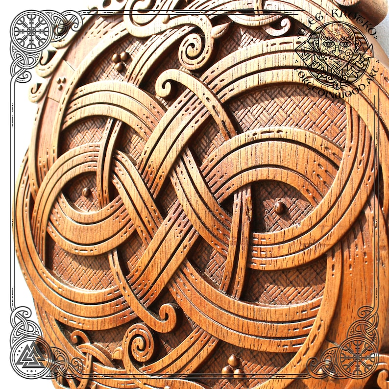 Celtic Dragons Norse Wood Carving Vikings Wall Woodwork Art Etsy