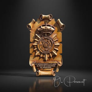 Custom Police Wood Carving, Coat of Arms, Heraldic Crest