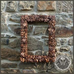 Wood Carving Elegant Floral Frame. Florar mirror. Floral ornament. Decor gift.