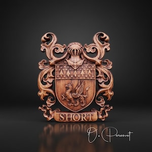 Example of Family Heraldic Symbols Coat Arms Custom Artwork Middle Ages Art Heraldry Crest Decor Hanging Wood Carving Picture Wall Decor