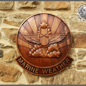 Heraldic Art USA Marine Wood Carved Coat Arms Crest Blazon Family Patriot Home Decor Wall Hanging Crest Man Cave Heraldic Gods Wall Decor