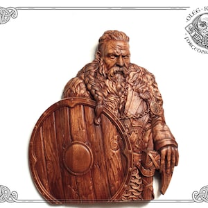 Viking Jarl luxury wood carved portrait, Norse decor wooden wall hanging plaque, Viking sculpture, Norse mitology, Heathen wall hanging art.