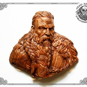 Viking Jarl luxury wood carved portrait, Norse decor wooden wall hanging plaque, Viking sculpture, Norse mitology, Heathen wall hanging art.