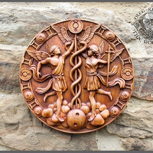 Zwilling Sternzeichen Symbol Holztafel Horoskop Holz schnitzen Zeichen individuelles Geschenk Wandbehang Figur Astrologie Spiritualität Personalisierte Wandkunst