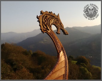 Drakar Wolf Viking Boat Odin Valhalla Home Decor Norse Thor Wood Picture Pagan Gods Carving Heathen Asatru Celtic Norse Rune Wall Hanging