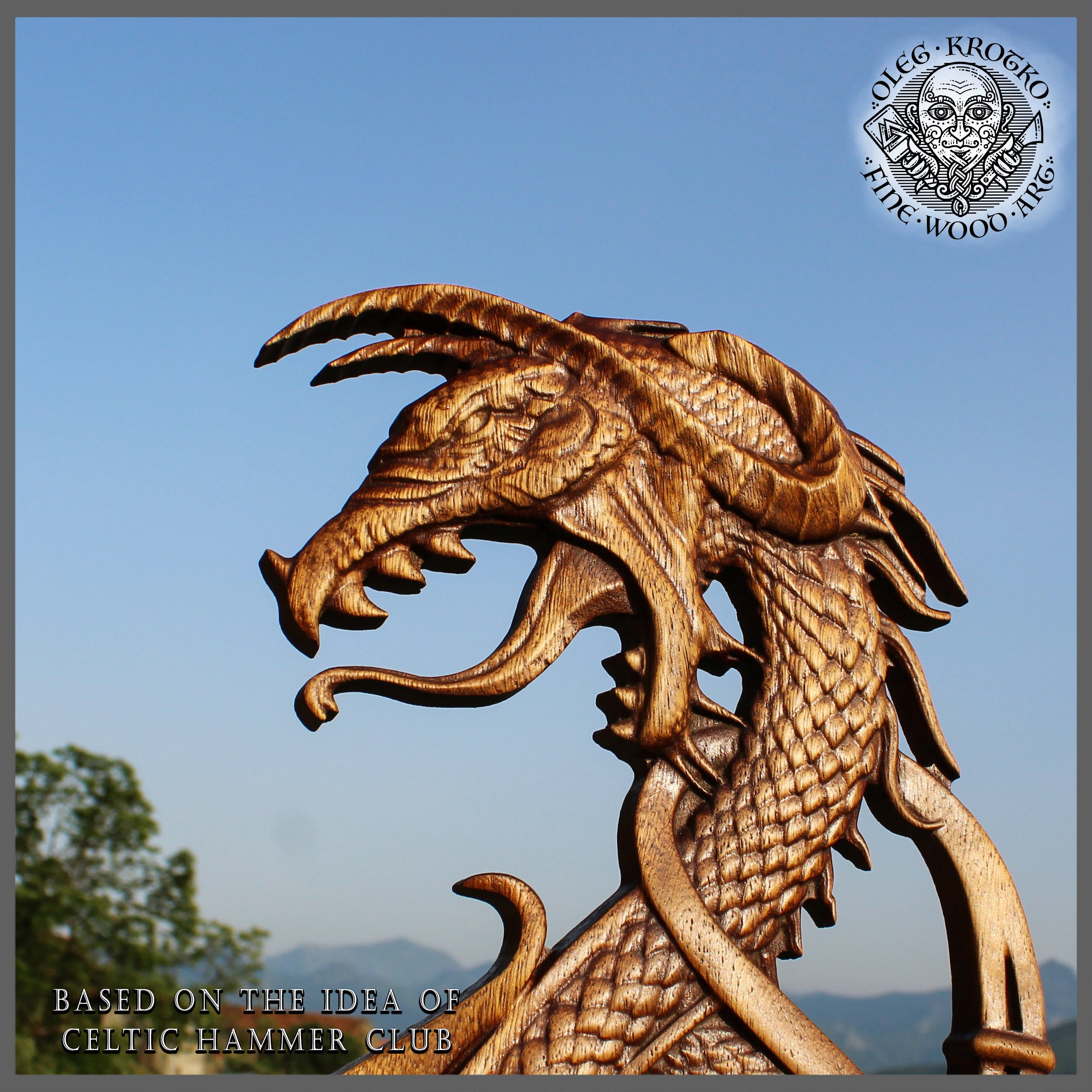 Kundalini Dragons Norse Wood Carving Wall Art - Forged in Wood