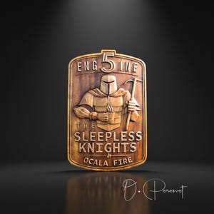 Custom Wood Carving: Fireman Crest, Coat of Arms Wall Decor