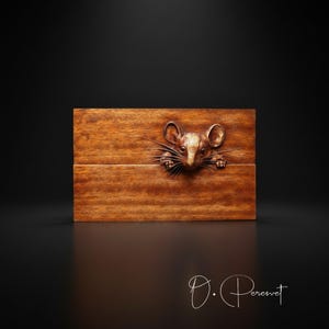 Mouse Wood Carving, Animal Wall Art, Nature Lover Gift, Hand Carved Iroko Plaque, Cottagecore Home Decor