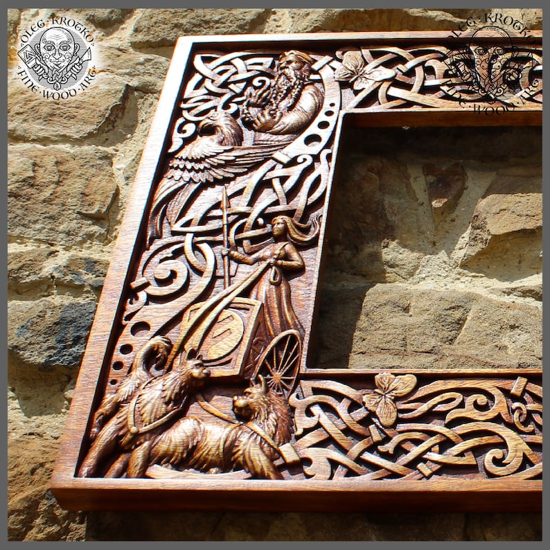 Freya Wood Carving Elegant Viking Frame Odin Home Decor Norse | Etsy