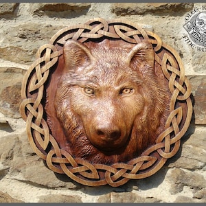 Realistic wolf portrait, Animal lover gift, Wolf home decor, Wood carving animal, Wall Hanging wolf picture, Lovely animal statue, wolf art.