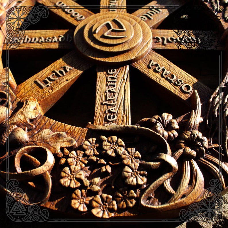 Wheel of the Year Pagan Wiccan Calendar Norse Wood Picture Etsy