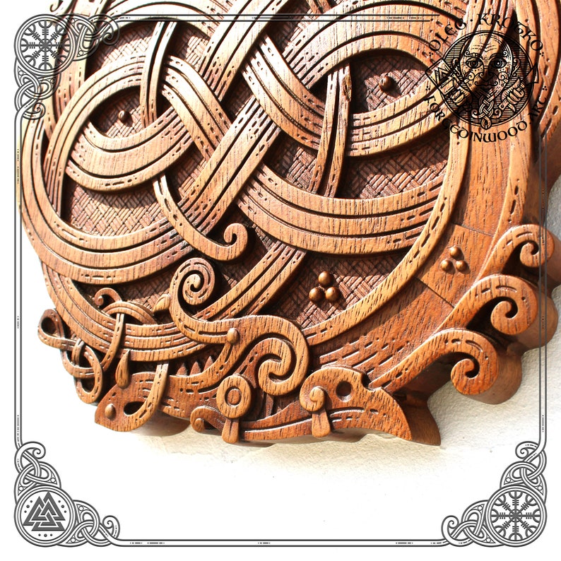 Celtic Dragons Norse Wood Carving Vikings Wall Woodwork Art Etsy