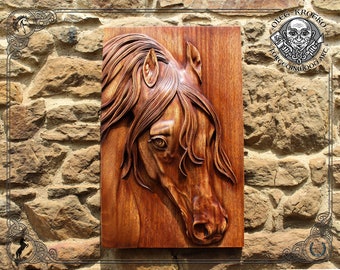 Amazing wooden horse portrait, Luxury wall hanging decor, Elegant horse art decor for cozy interior, Wood carving gift, Art housewarming,