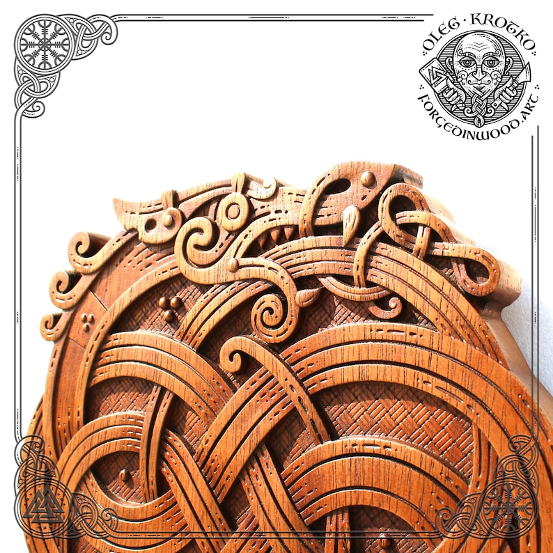 Celtic Dragons Norse Wood Carving Vikings Wall Woodwork Art Etsy