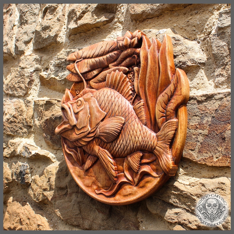 CRUCIAN CARP Graceful Wood Carving Picture Wild Life Wall - Etsy