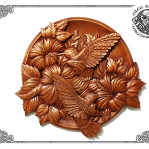 Iroko-houtsnijwerk, kunst aan de muur kolibrie, cadeau vogelliefhebber