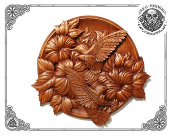Iroko Wood Carving, Hummingbird Wall Art, Bird Lover Gift