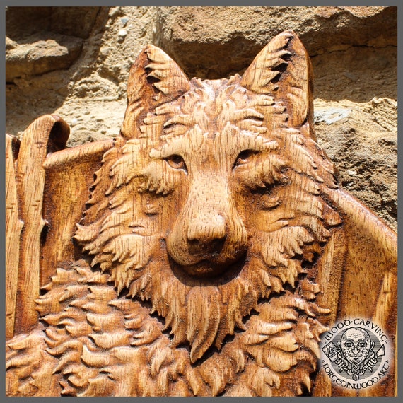 WOLF Graceful Wood Carving Animal Picture. Wild Life Wall Art, Hunter Gift,  Cabin Rustic Home Decor, Carving Wall Hanging, Rustic Carving 