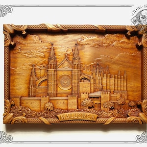 Cathedral Palma de Mallorca, Gorgeous piece of wood art, Wood Carving, Wall Hanging Home Decor, Housewarming Gift, Landscape Wall Decor