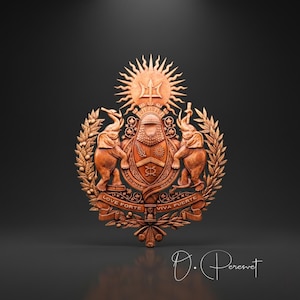 Custom Wood Carved Coat of Arms, Family Heraldry Art