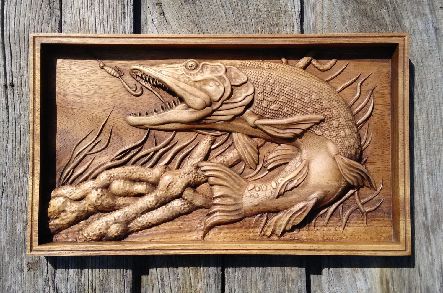Handcrafted Pike Carved Fish A Perfect Housewarming Gift for