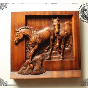 Fantastic wooden horse piece, Exquisite wall hanging decor, Amazing horse art decor for cozy interior, Wood carving gift for housewarming,
