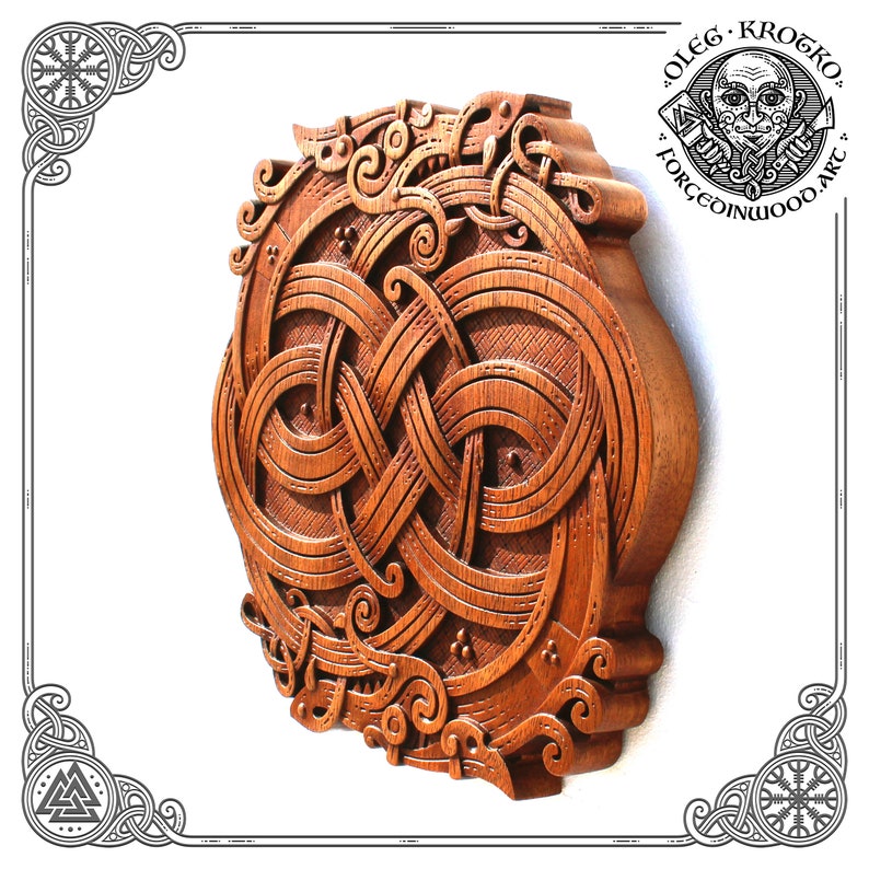 Celtic Dragons Norse Wood Carving Vikings Wall Woodwork Art Etsy