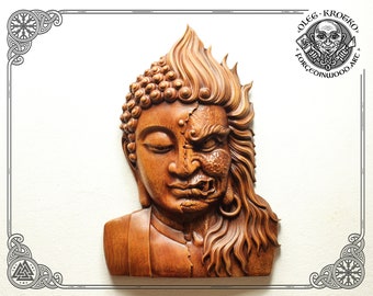 仏教曼荼羅と神々の木彫り壁掛け | スピリチュアルな室内装飾 | 祭壇 