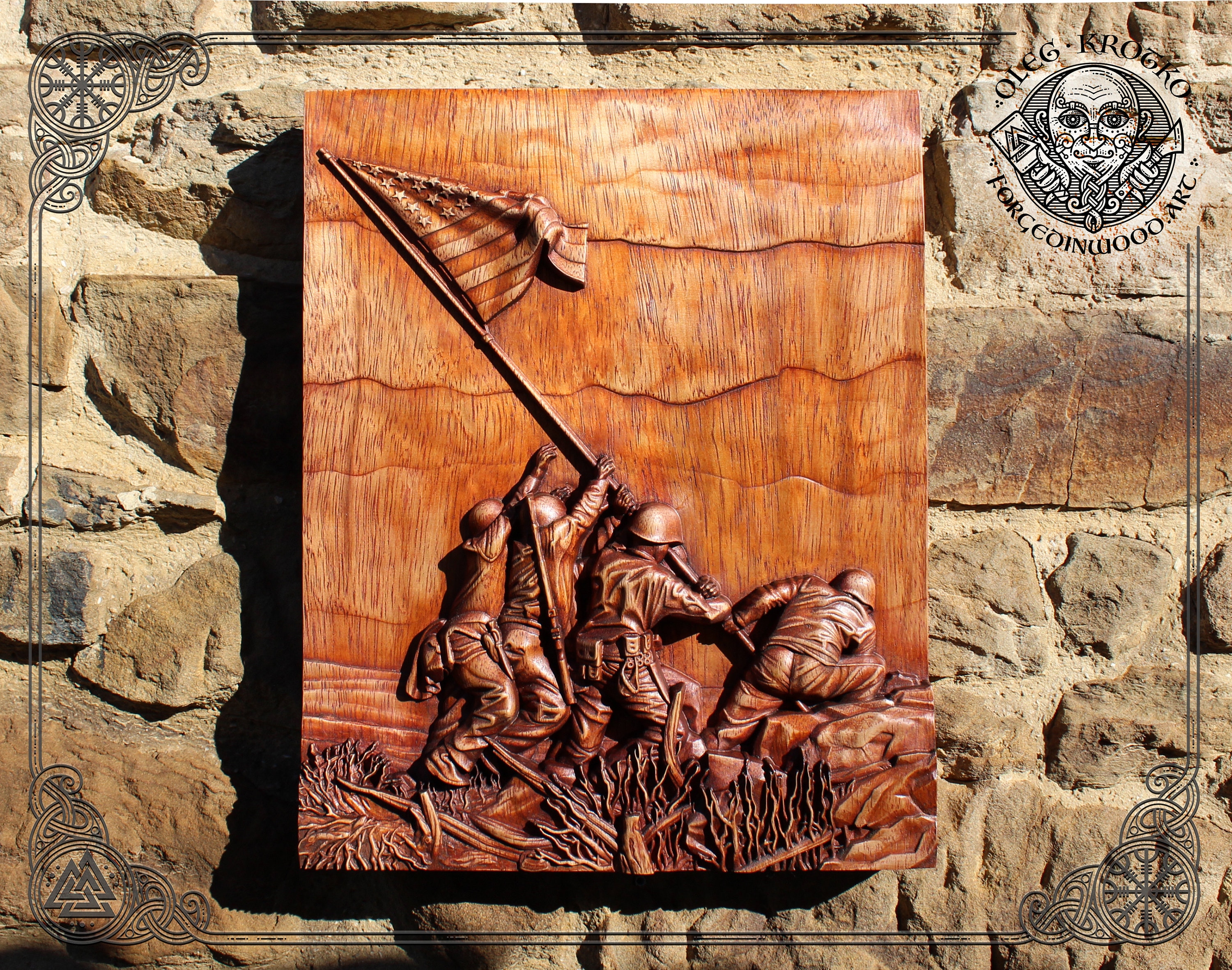 アメリカ MARINE CORPS 海軍 壁掛け インテリア 木製 彫刻 Iwo Jima Wood Carving, Marine Hero Flag, Patriotic Wall Decor - Etsy