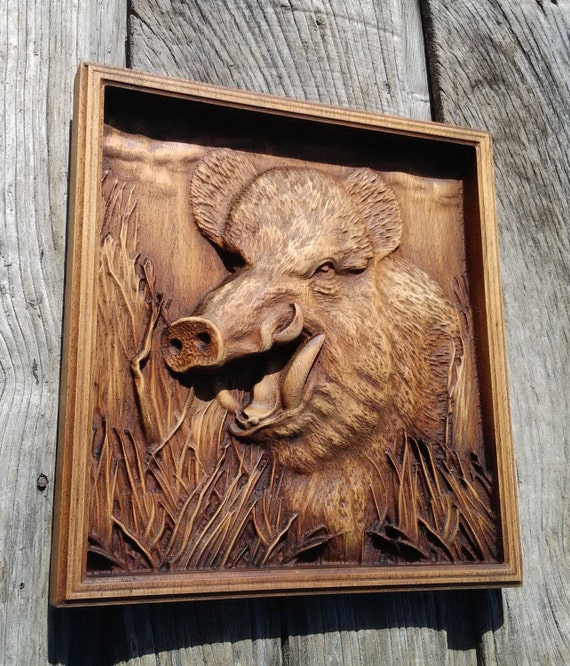 Ornament - Customized Personalized Wild Boar Head - Raw Wood Ornament - Customized Personalized Wild Boar Head - Raw Wood