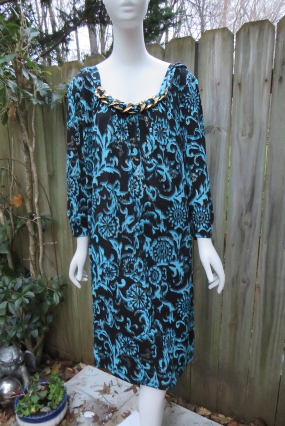 Perceptions Black, Blue and Golden Dress size 24W Gem