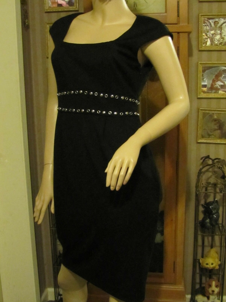 Maggy London Black Dress with Silver-toned Detail size 6