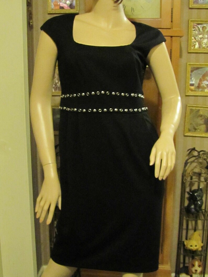 Maggy London Black Dress with Silver-toned Detail size 6