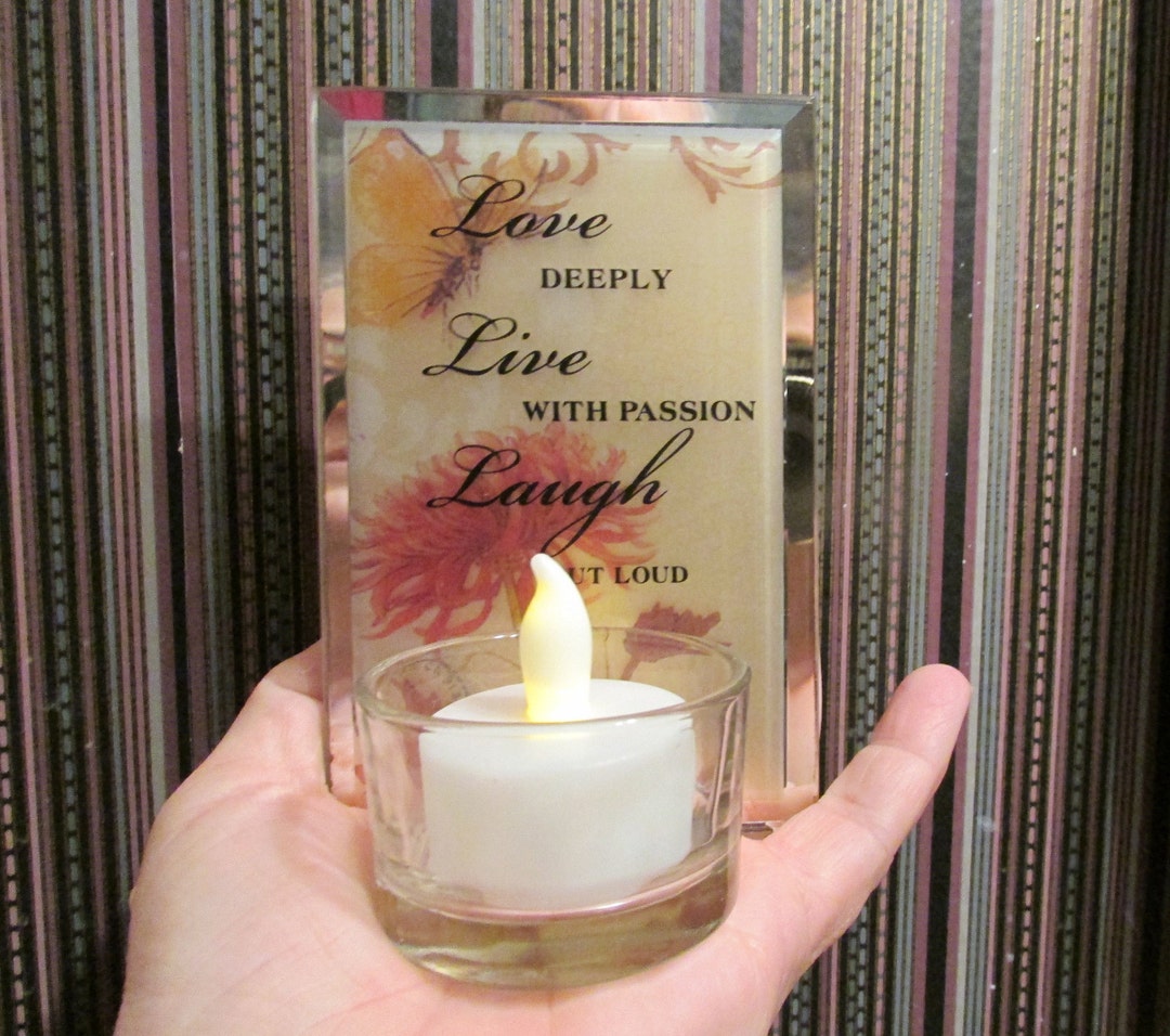 Mirror Tea Light Holder That Says love Deeply Live With Etsy